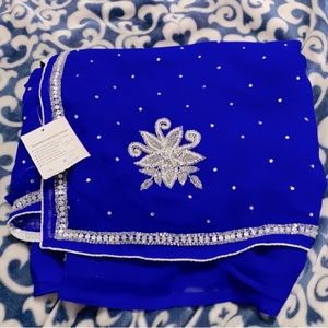 Royal blue and silver saree